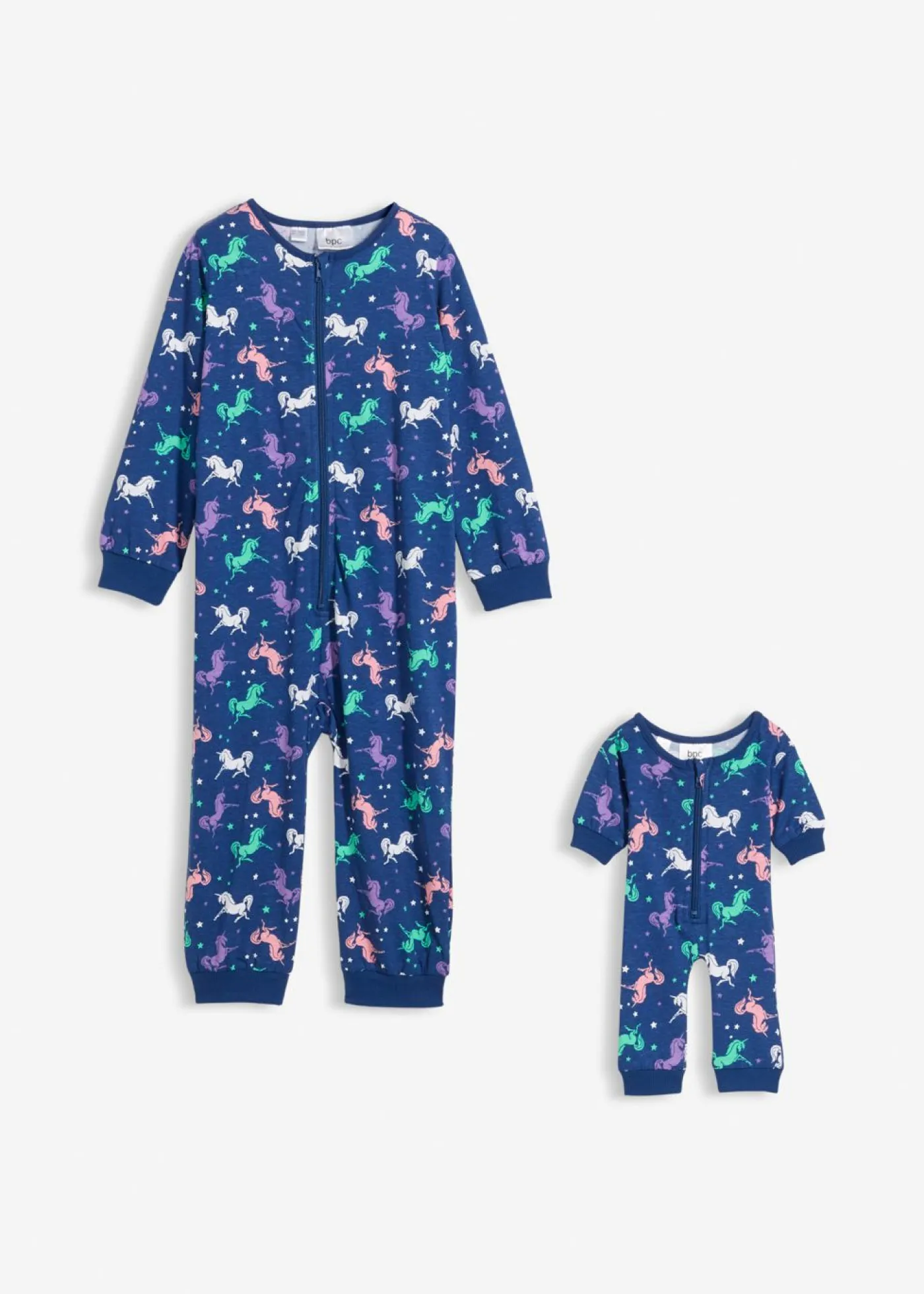 bonprix bonprix Niña·Pijamas>Mono de pijama de niña + mono de muñeca (2 piezas) Azul