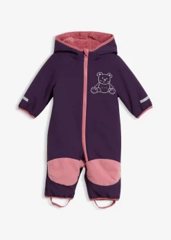 bonprix bonprix Abrigos|Bodies Y Conjuntos>Mono de tejido softshell repelente al agua con capucha Lila oscuro/sorbete de frutos rojos