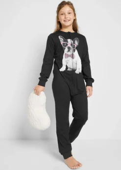 bonprix bonprix Niña·Pijamas>Mono para dormir de algodón orgánico puro Negro