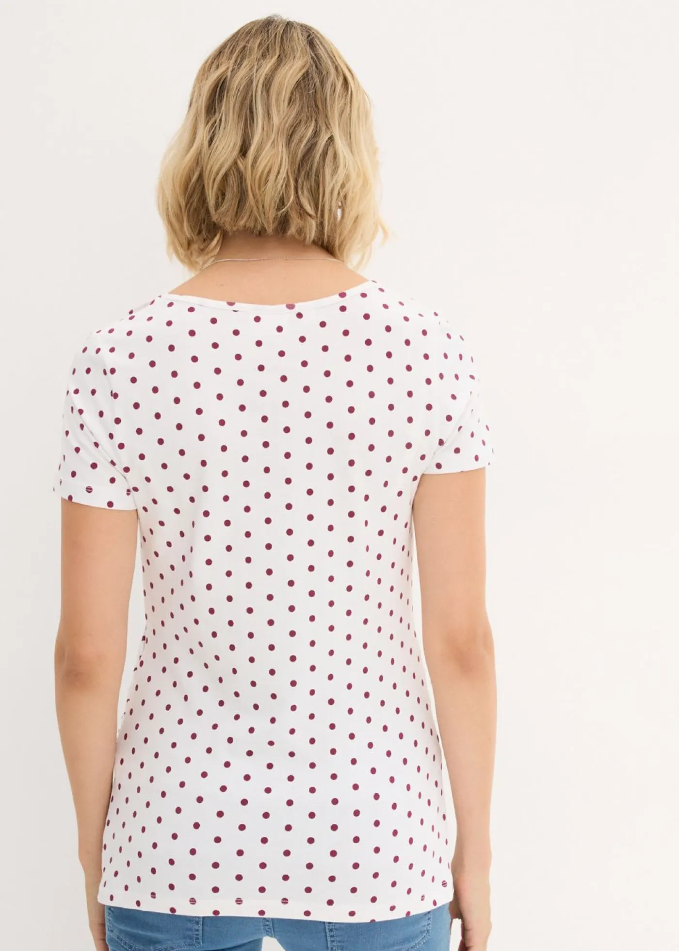 bonprix bonprix Premamá>Pack de 2 camisetas premamá de algodón orgánico Baya + blanco de lunares