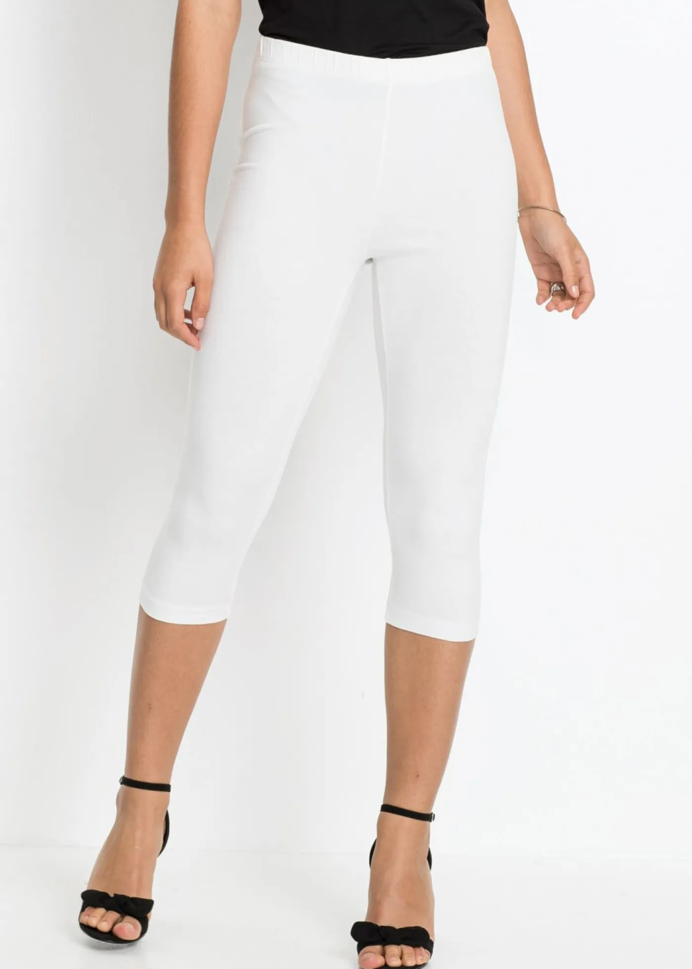 bonprix bonprix Básicos|Pantalones>Pack de 2 leggings cropped Blanco-negro