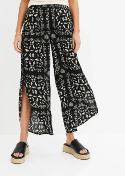 bonprix bonprix Pantalones>Pantalón Negro-blanco lana