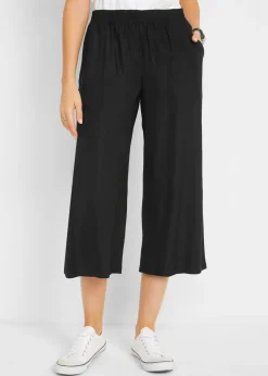 bonprix bonprix Pantalones>Pantalón 3/4 con cintura cómoda, de viscosa Negro