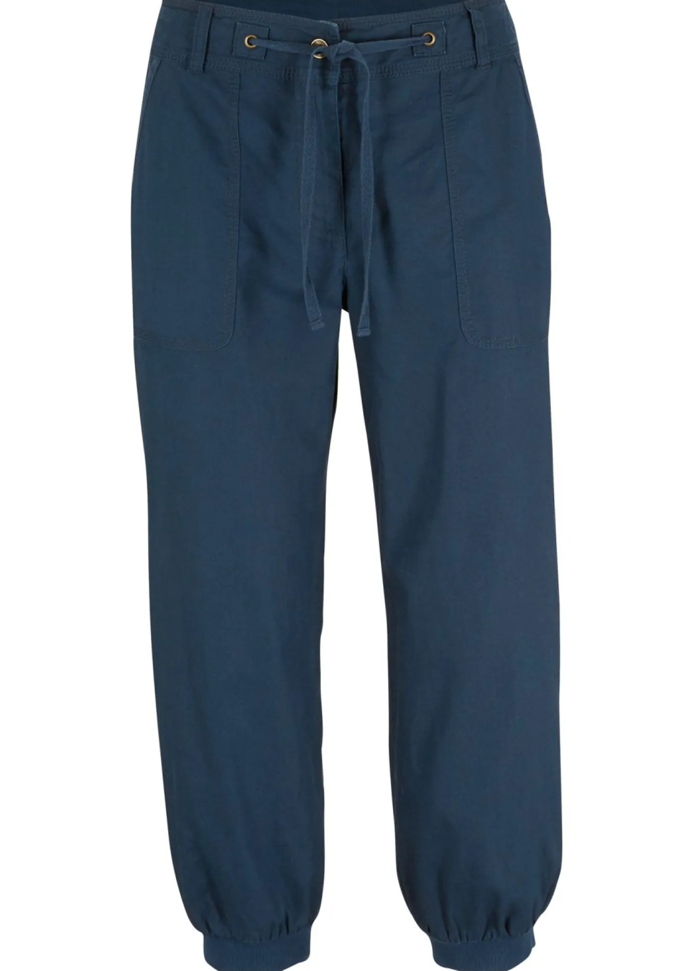 bonprix bonprix Pantalones>Pantalón 3/4 en mezcla de algodón y lino Azul marino
