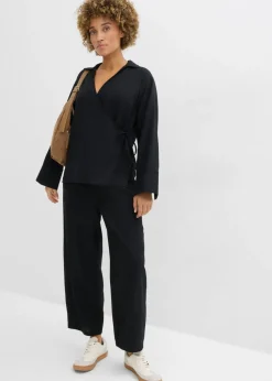 Mujer bonprix bonprix Pantalón acampanado de mezcla de lino ligero