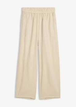 bonprix bonprix Conjuntos De Ropa|Pantalones>Pantalón acampanado de mezcla de lino ligero Arena claro
