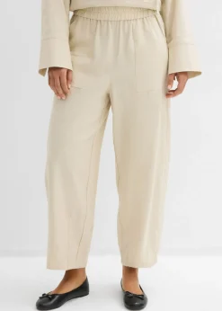 bonprix bonprix Conjuntos De Ropa|Pantalones>Pantalón acampanado de mezcla de lino ligero Arena claro
