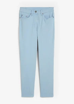 bonprix bonprix Pantalones>Pantalón acortado de sarga con aspecto desgastado Azul claro