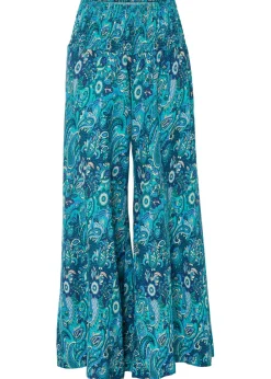 Mujer bonprix bonprix Pantalón ancho con cintura de nido de abeja