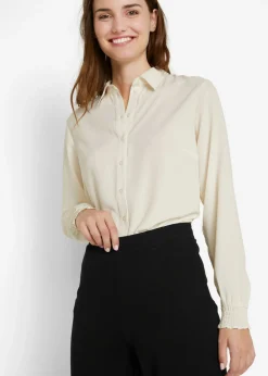 Mujer bonprix bonprix Pantalón ancho con cinturilla elástica de mezcla de viscosa