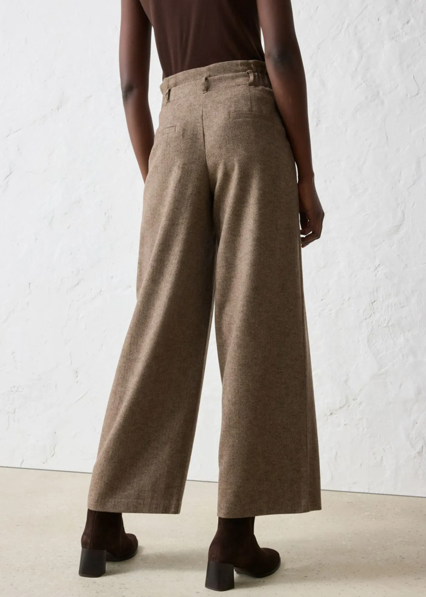 bonprix bonprix Premium|Pantalones>Pantalón ancho con lana marrón oscuro moteado