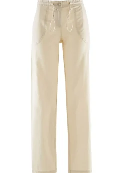 bonprix bonprix Pantalones|Tallas Pequeñas>Pantalón ancho con lino gris guijarro