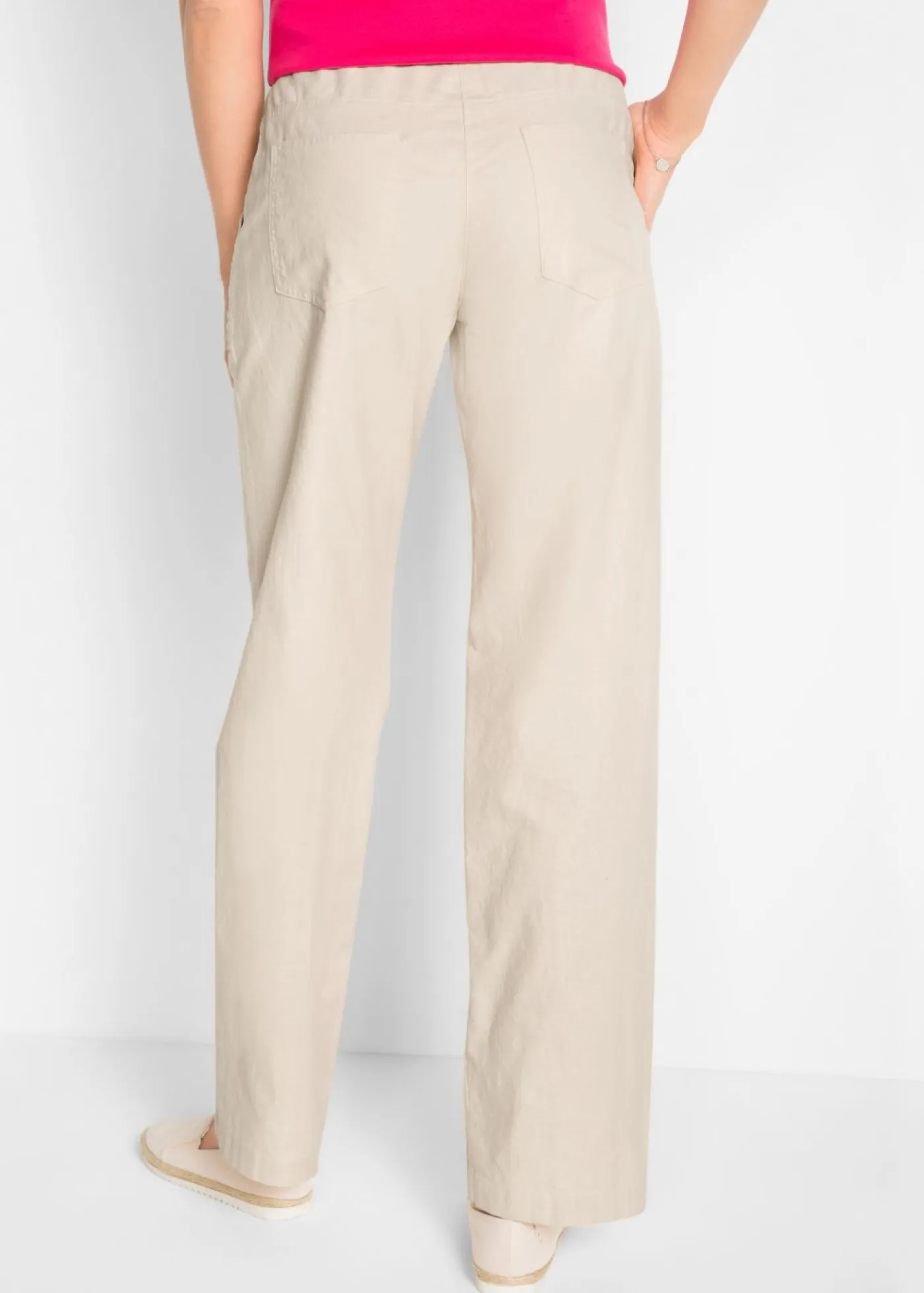 bonprix bonprix Pantalones|Tallas Pequeñas>Pantalón ancho con lino gris guijarro