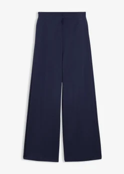 bonprix bonprix Esenciales|Pantalones>Pantalón ancho de mezcla de modal con pliegue lateral Azul marino