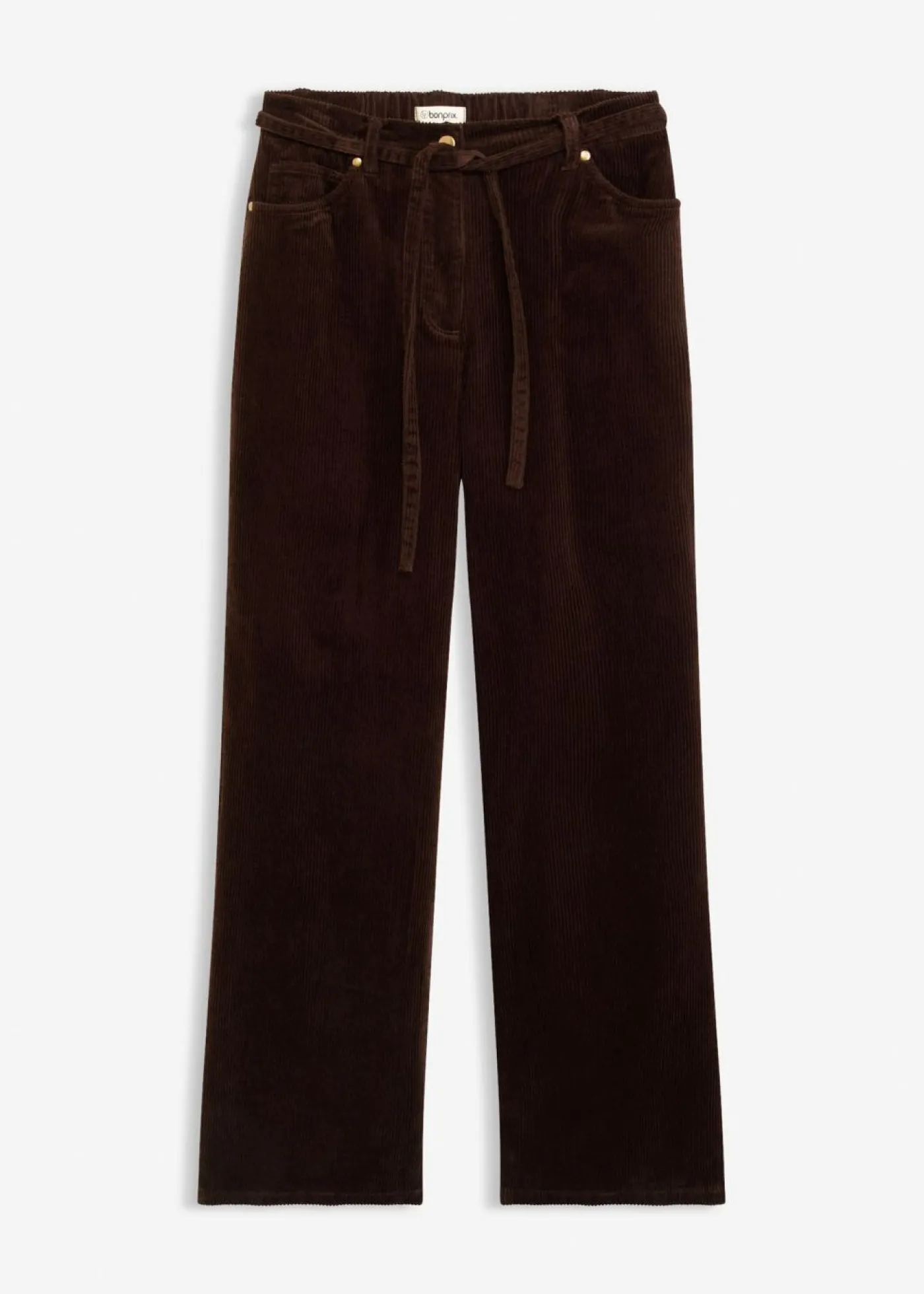 Mujer bonprix bonprix Pantalón ancho de pana con cinturón