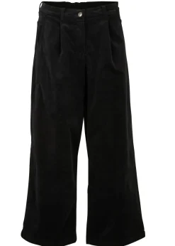 bonprix bonprix Pantalones>Pantalón ancho de pana elástica con cintura cómoda high waist, largo 7/8 Negro