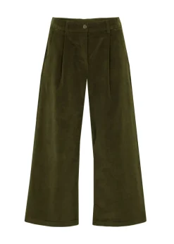 Mujer bonprix bonprix Pantalón ancho de pana elástica con cintura cómoda high waist, largo 7/8