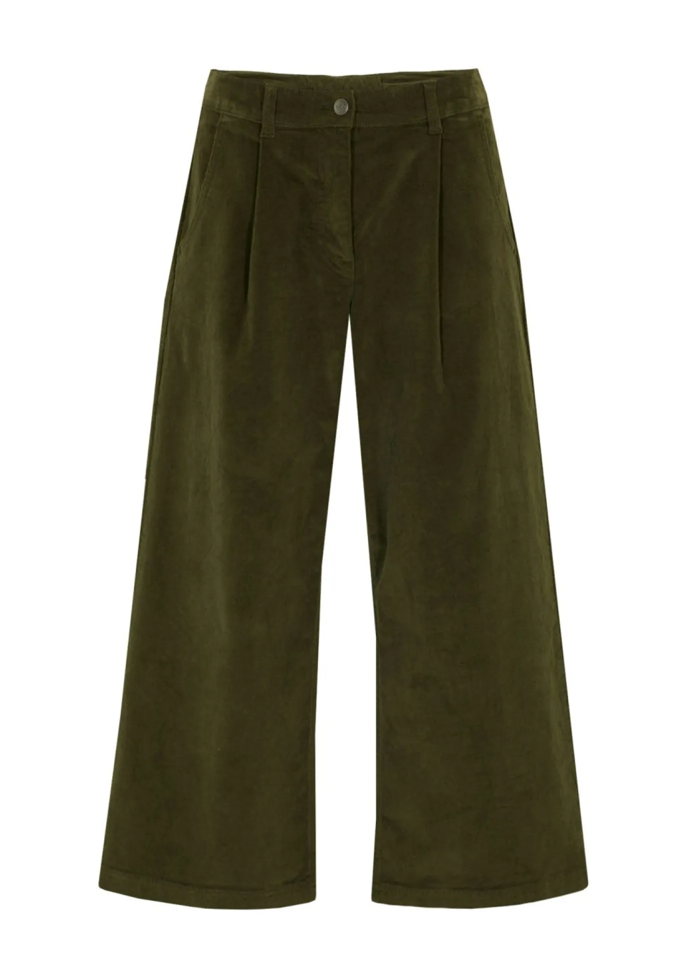 Mujer bonprix bonprix Pantalón ancho de pana elástica con cintura cómoda high waist, largo 7/8