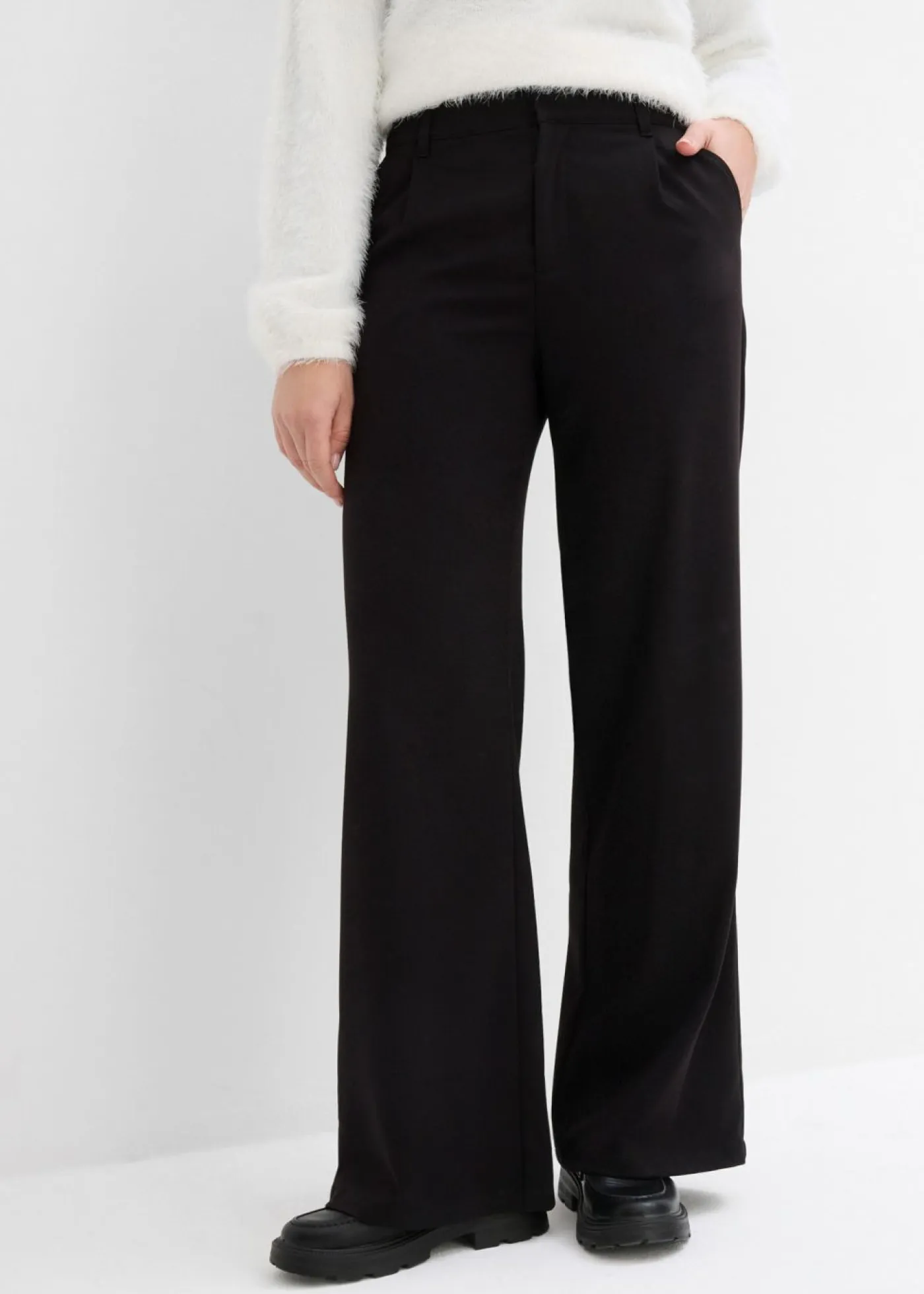 Mujer bonprix bonprix Pantalón ancho de pliegues de mezcla de viscosa