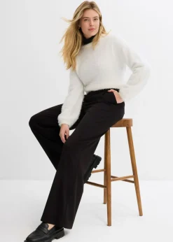 Mujer bonprix bonprix Pantalón ancho de pliegues de mezcla de viscosa