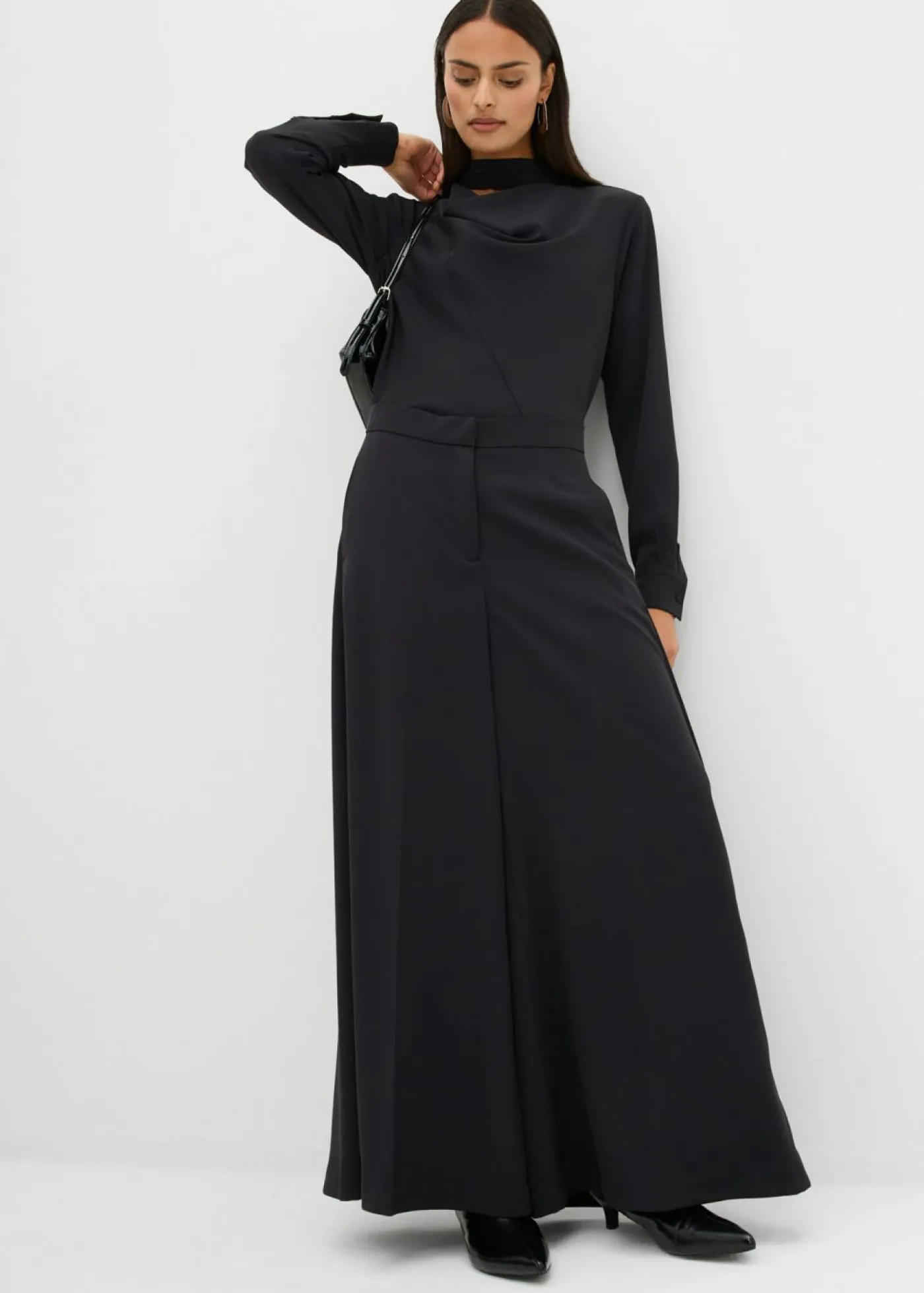 bonprix bonprix Esenciales|Pantalones>Pantalón ancho y fluido con cinturilla cómoda Negro