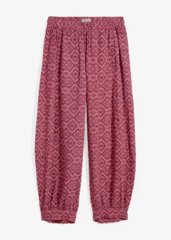 bonprix bonprix Pantalones>Pantalón bombacho de algodón puro Baya mate/sorbete de frutos rojos con estampado gráfico