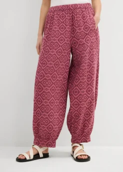 bonprix bonprix Pantalones>Pantalón bombacho de algodón puro Baya mate/sorbete de frutos rojos con estampado gráfico