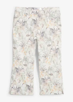 bonprix bonprix Pantalones>Pantalón capri Blanco-verde oliva estampado