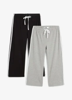 Mujer bonprix bonprix Pantalón capri de algodón con elástico (2 unidades)