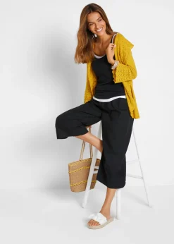 Mujer bonprix bonprix Pantalón capri de mezcla de lino y algodón