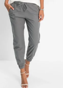 bonprix bonprix Pantalones|Novedades>Pantalón capri de mezcla ligera de lino Gris-plateado