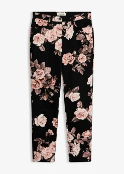bonprix bonprix Pantalones|Novedades>Pantalón capri elástico de algodón negro - rosa pálido