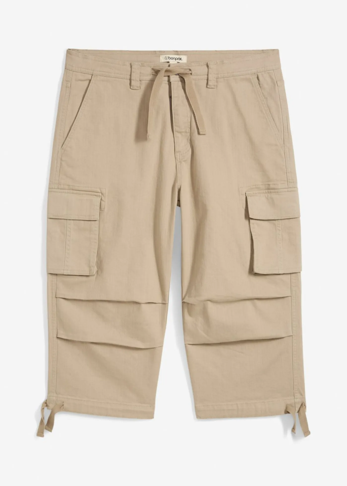 bonprix bonprix Pantalones>Pantalón capri elástico tipo cargo con corte holgado y ancho Arena