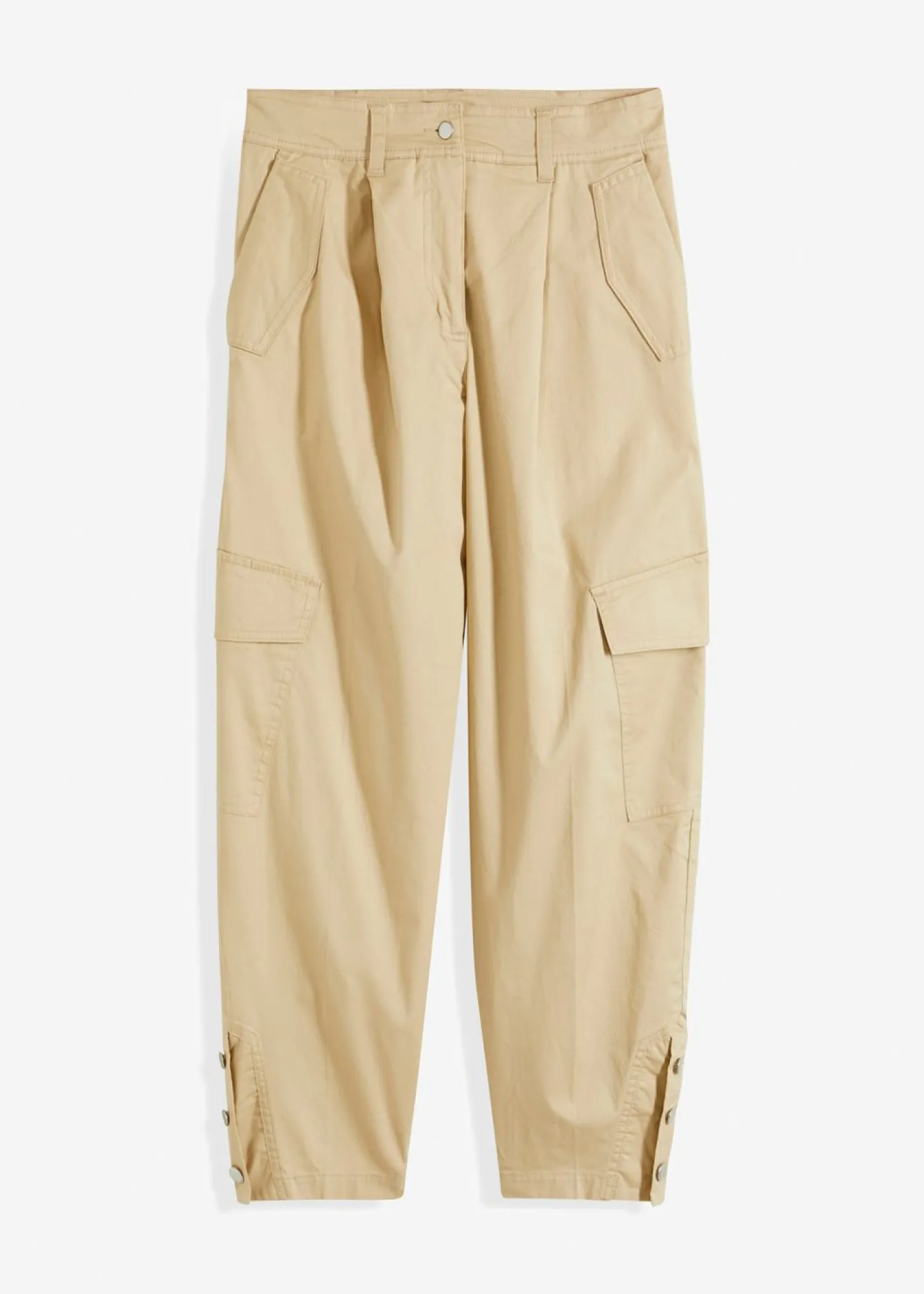 bonprix bonprix Pantalones|Novedades>Pantalón cargo de algodón elástico Beige verdoso