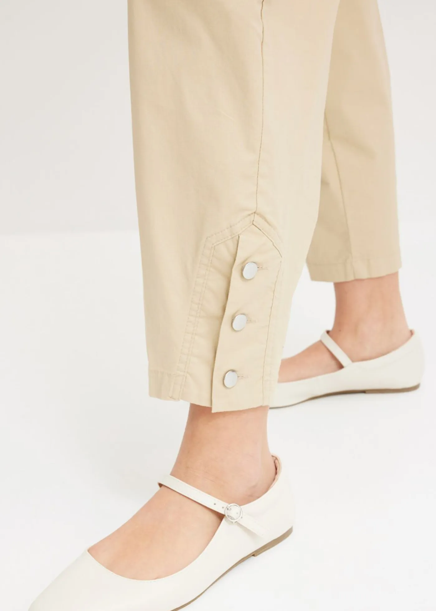 bonprix bonprix Pantalones|Novedades>Pantalón cargo de algodón elástico Beige verdoso