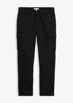 bonprix bonprix Outdoor|Pantalones>Pantalón cargo elástico, regular fit, con algodón puro, straight Negro