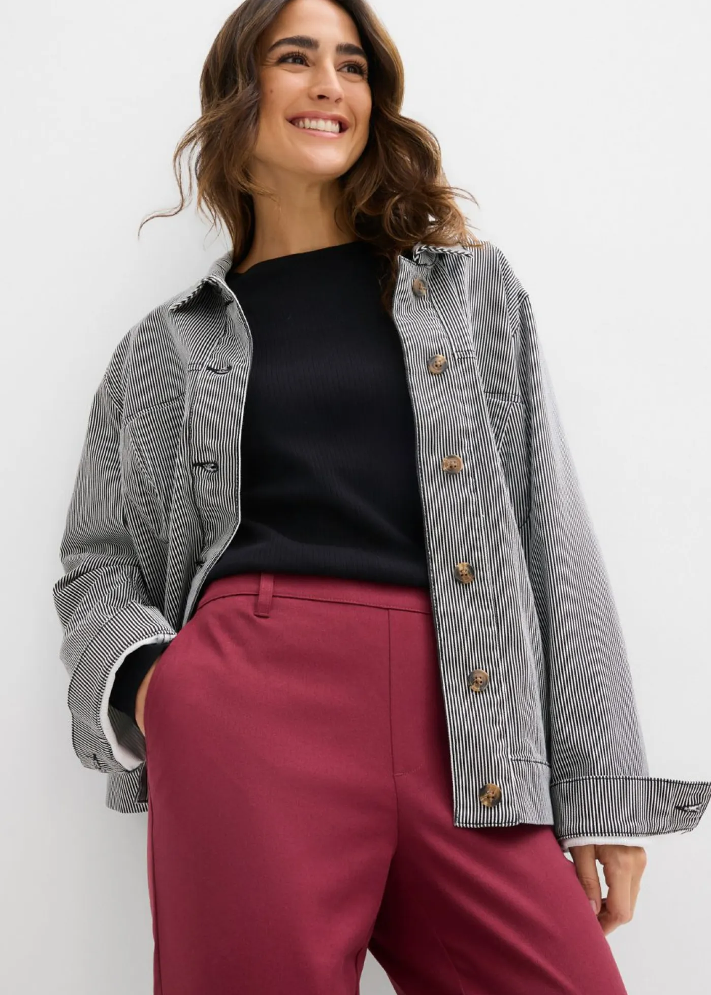 bonprix bonprix Pantalones>Pantalón chino de mezcla de viscosa rojo avellana