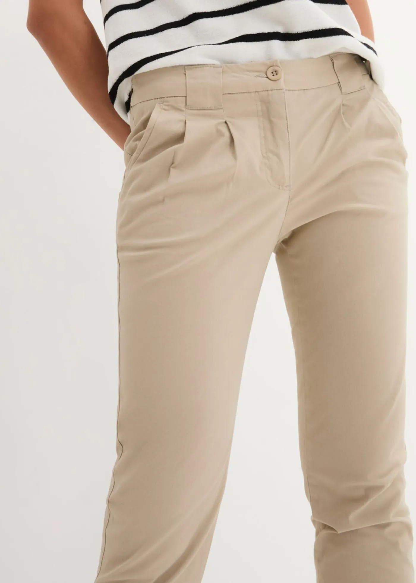 bonprix bonprix Pantalones|Tallas Pequeñas>Pantalón chino elástico Arena