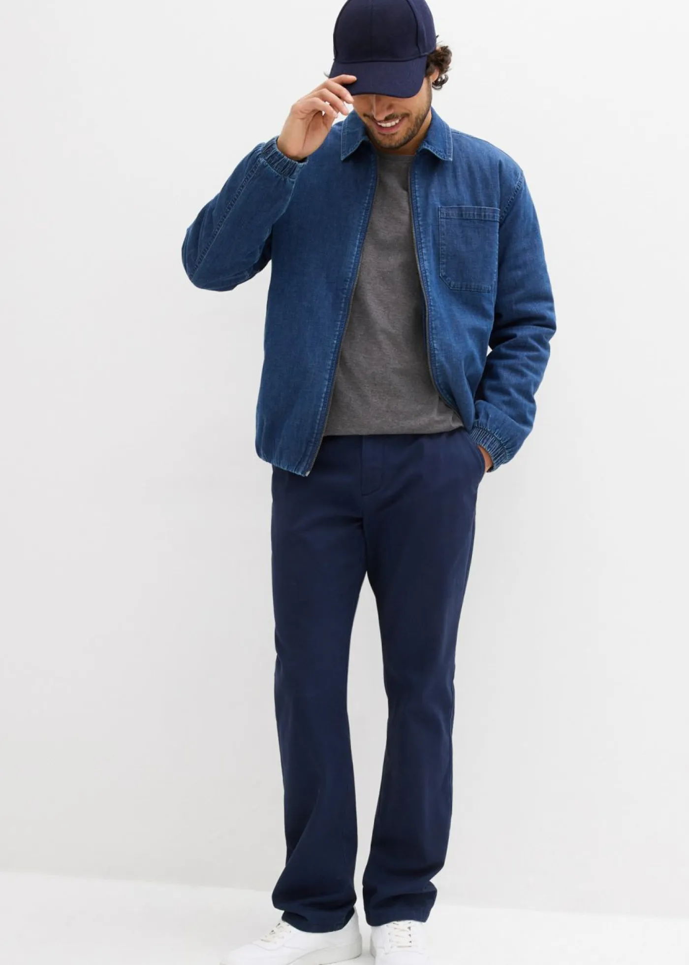 bonprix bonprix Básicos En Rebajas|Pantalones>Pantalón chino regular fit de puro algodón, straight Azul marino