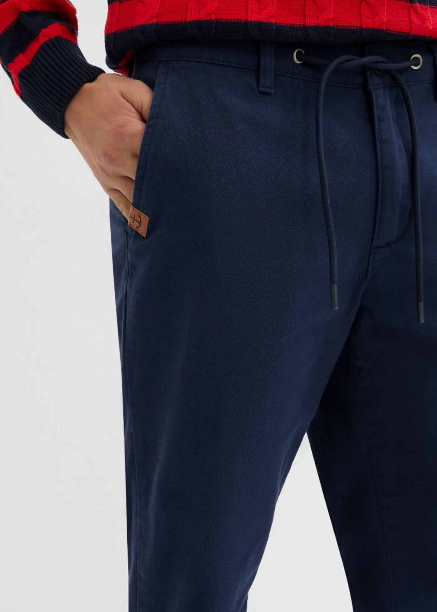 bonprix bonprix Pantalones>Pantalón chino, relaxed fit, de algodón puro, straight Azul marino