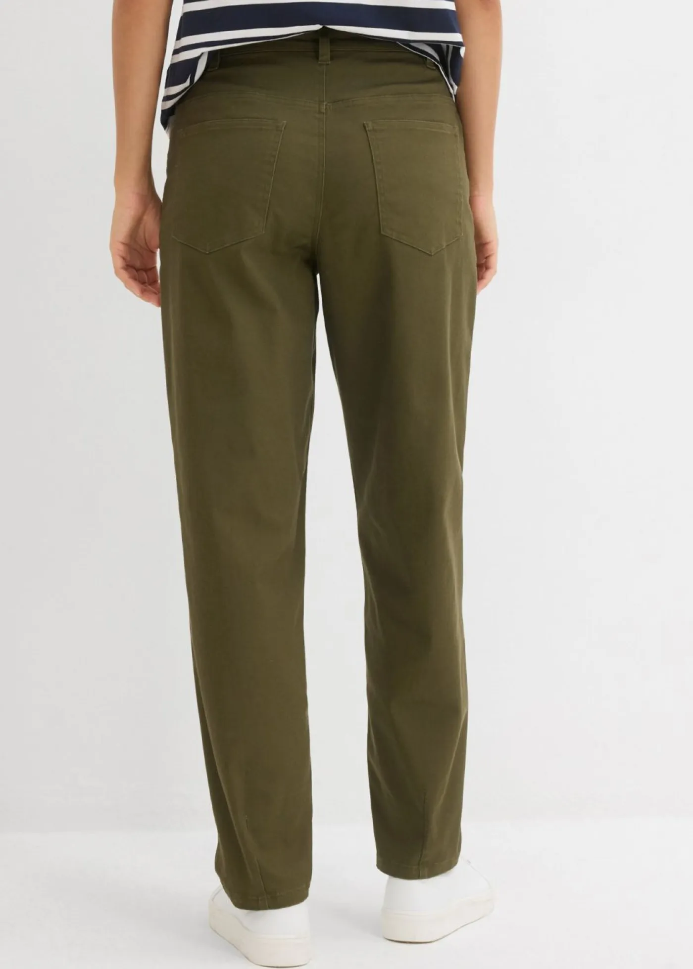 bonprix bonprix Pantalones|Novedades>Pantalón con cinturilla cómoda y corte barrel Verde oliva oscuro