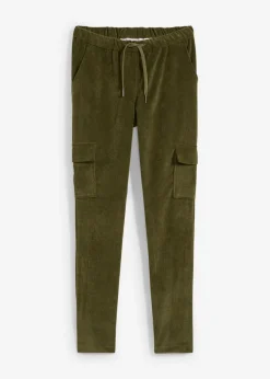 bonprix bonprix Pantalones>Pantalón con cinturilla elástica Verde oliva oscuro