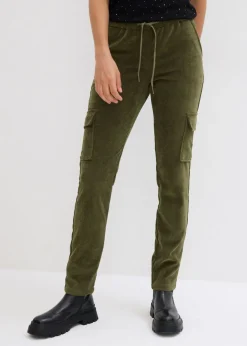 bonprix bonprix Pantalones>Pantalón con cinturilla elástica Verde oliva oscuro