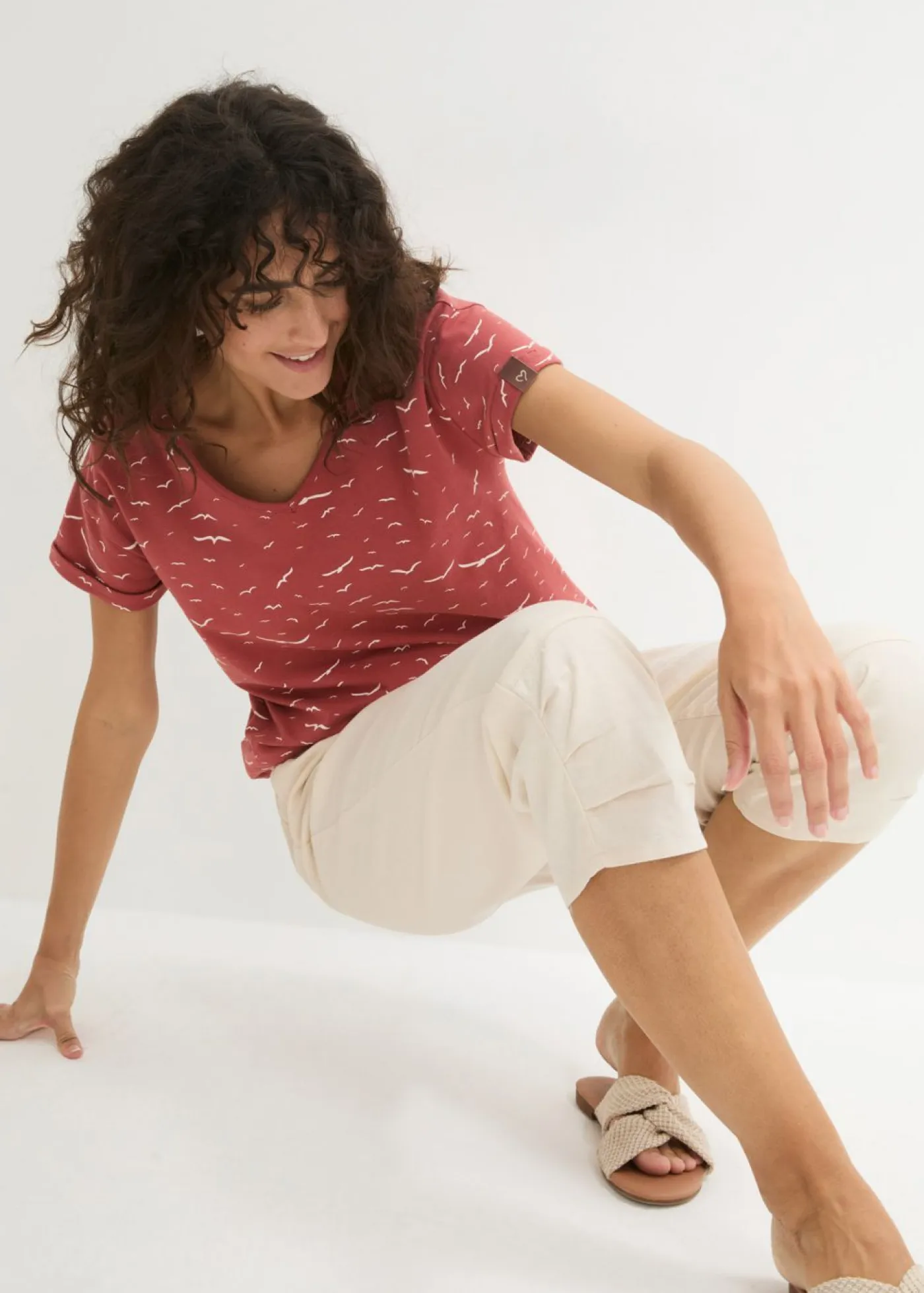 Mujer bonprix bonprix Pantalón con corte zanahoria de mezcla de lino y algodón