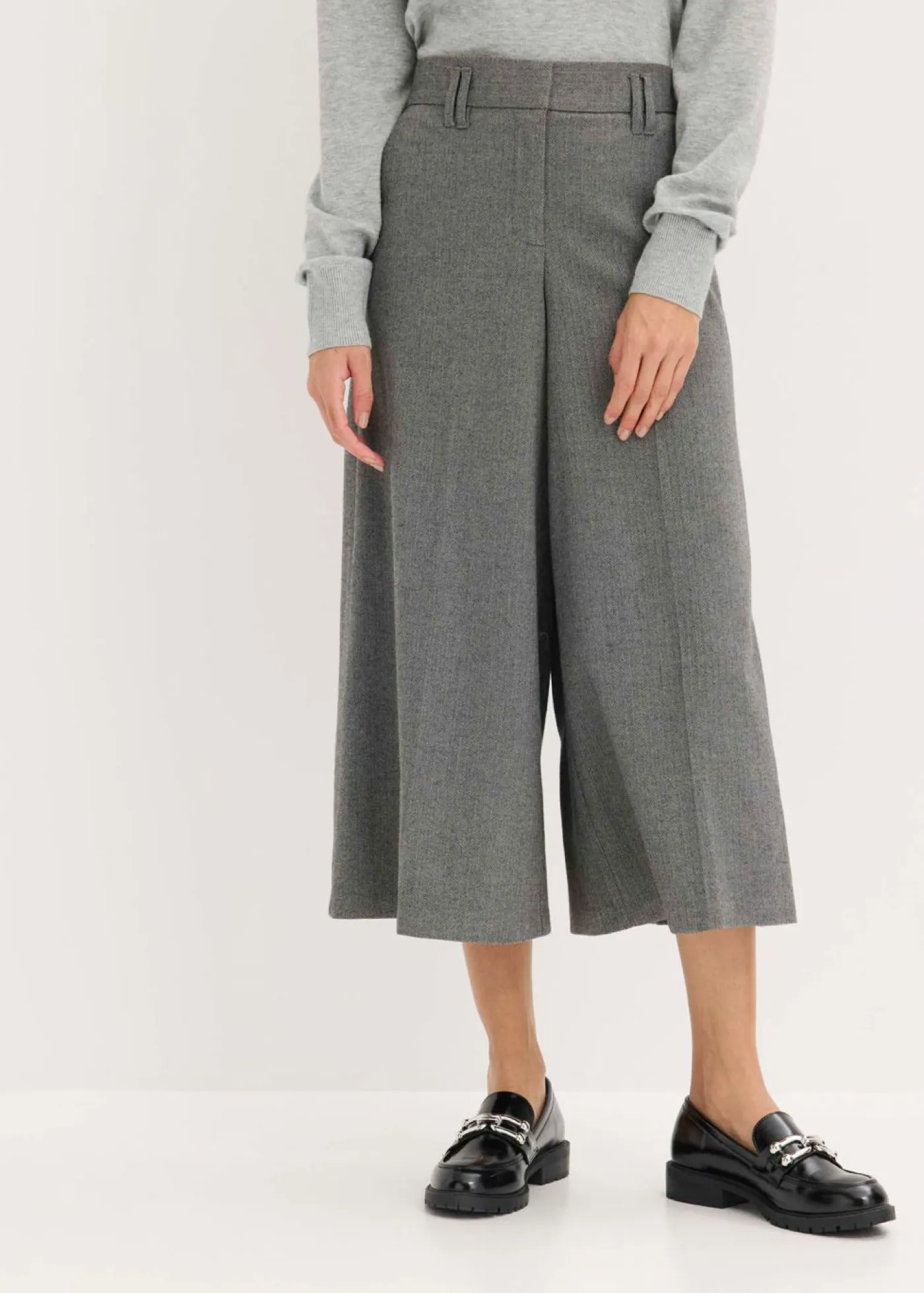 bonprix bonprix Shorts|Pantalones>Pantalón con espiga en aspecto de lana Gris jaspeado