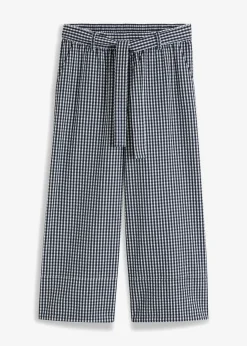 bonprix bonprix Pantalones>Pantalón con estampado de cuadros vichy azul marino-blanco lana a cuadros