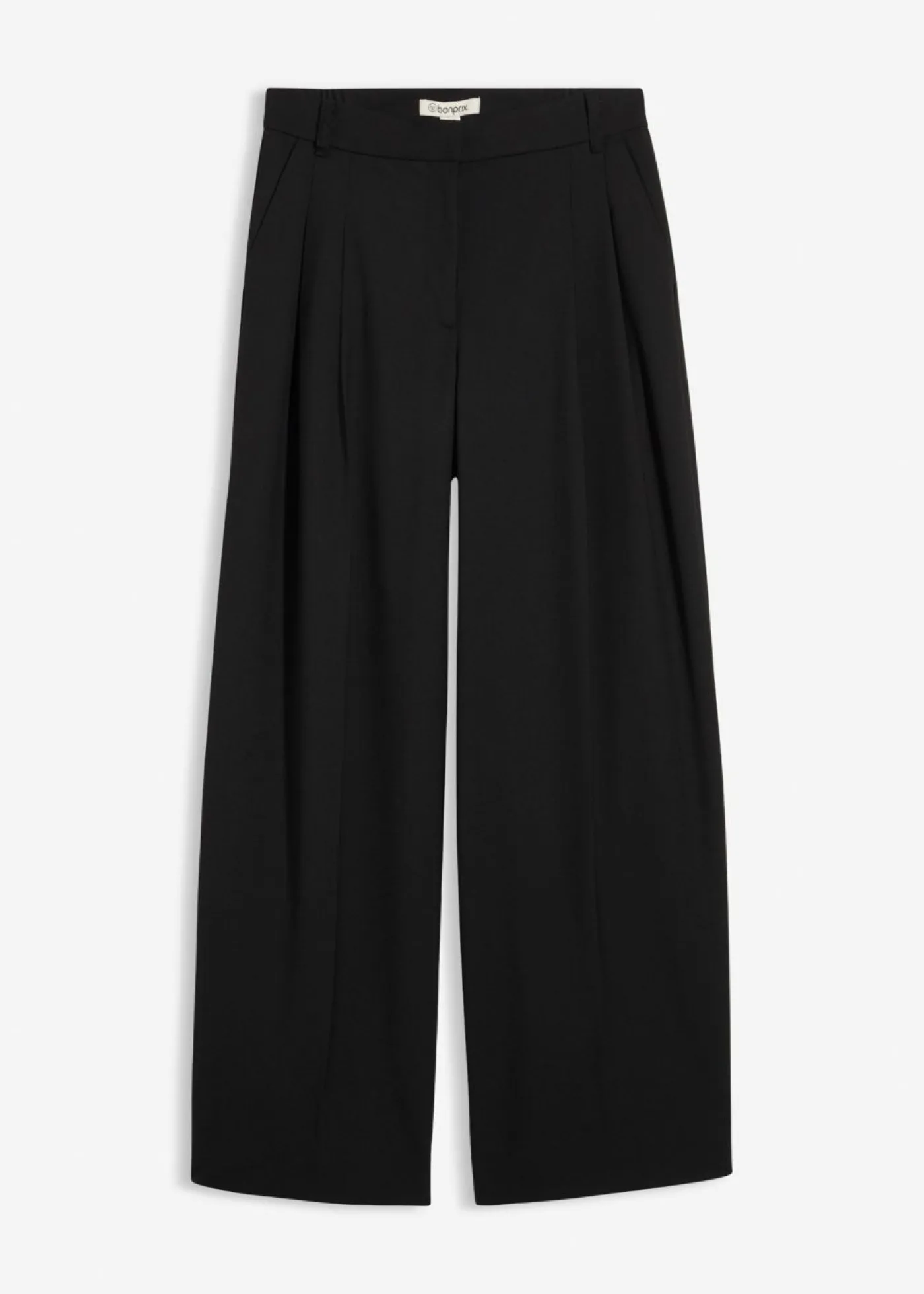 bonprix bonprix Esenciales|Pantalones>Pantalón con pinzas, cinturilla cómoda y abertura Negro