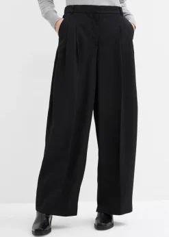 bonprix bonprix Esenciales|Pantalones>Pantalón con pinzas, cinturilla cómoda y abertura Negro