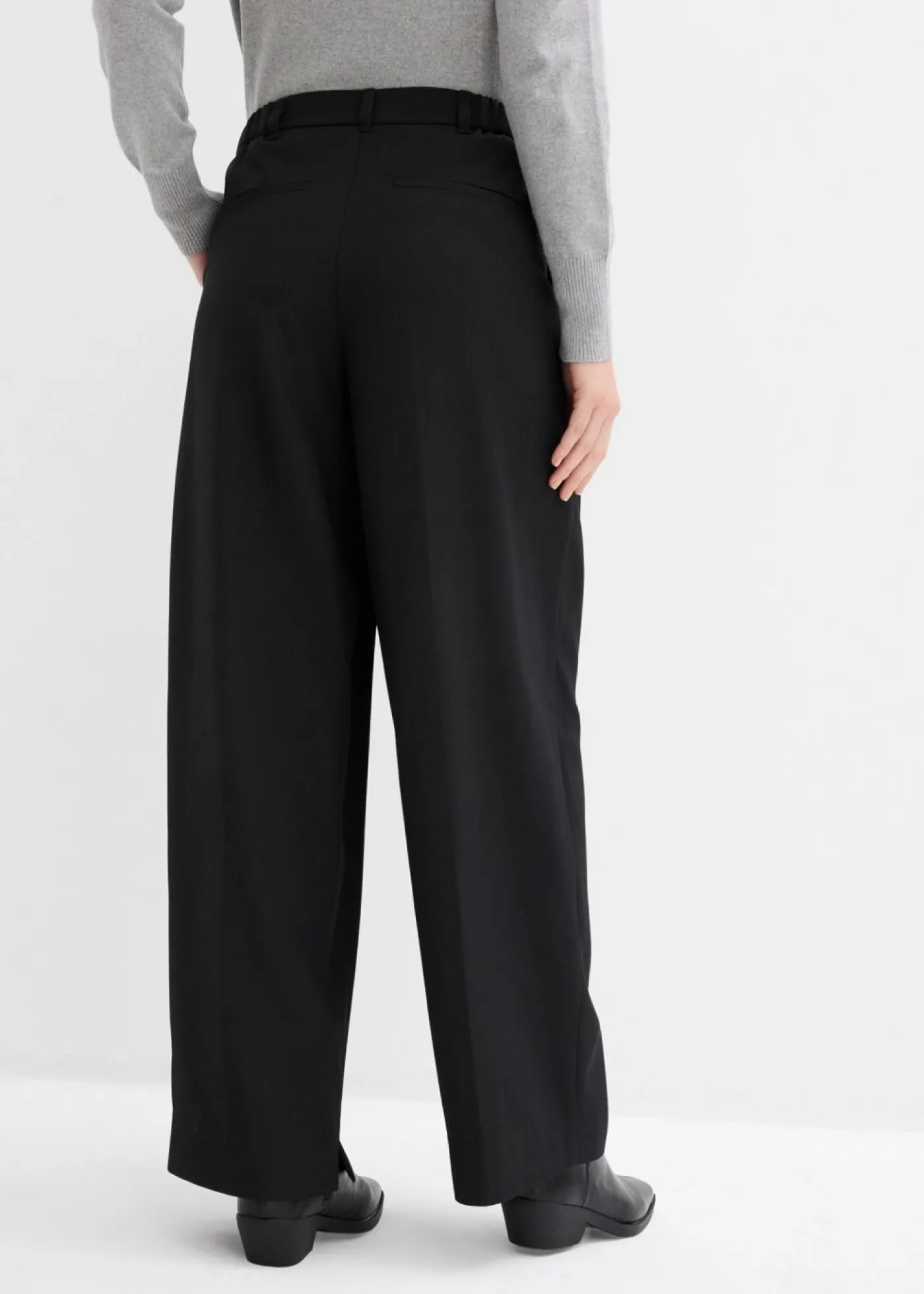 bonprix bonprix Esenciales|Pantalones>Pantalón con pinzas, cinturilla cómoda y abertura Negro