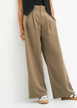 bonprix bonprix Pantalones>Pantalón con pinzas y cinturilla cómoda Oliva